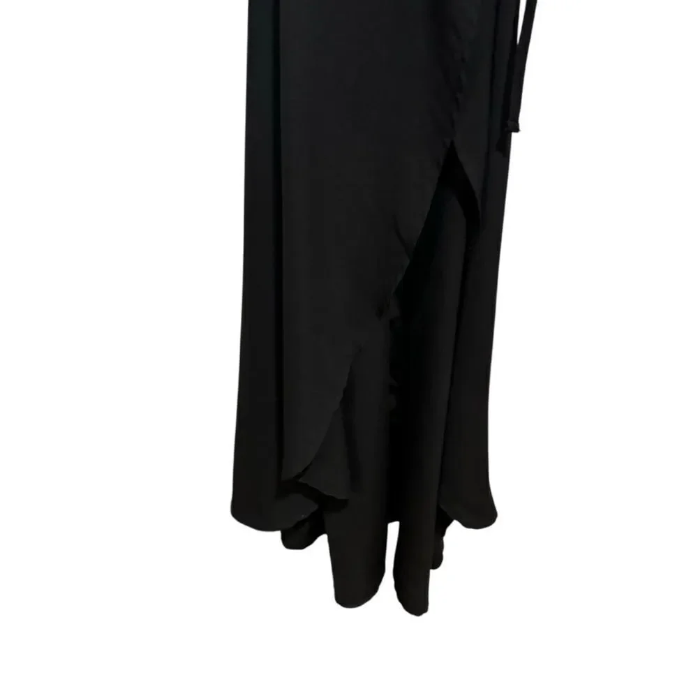 Abercrombie & Fitch Black Wrap Asymmetrical Tie Waist  Maxi Dress